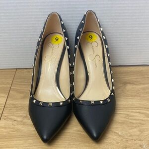 Jessica Simpson Black Heels with Silver Studs